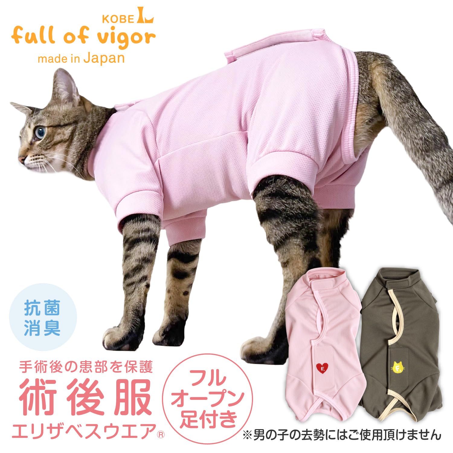 Amazon | 猫 術後服 フルオープン 足付き 着脱簡単 エリザベスカラー